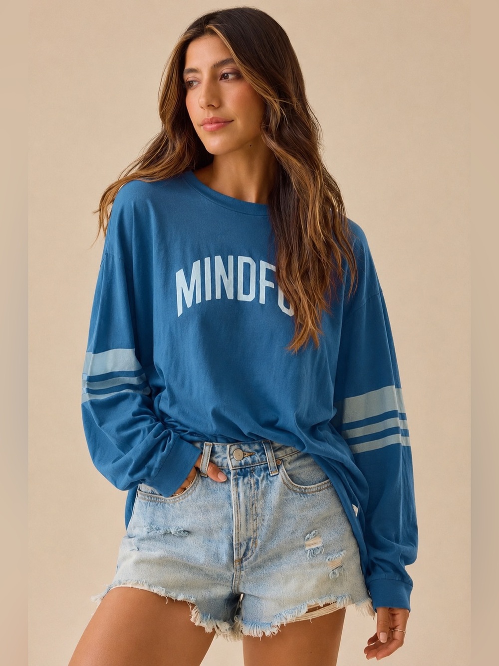 Girl Dangerous Blue Longsleeve Tshirt Mindful Varsity Striped Oversized ($65)